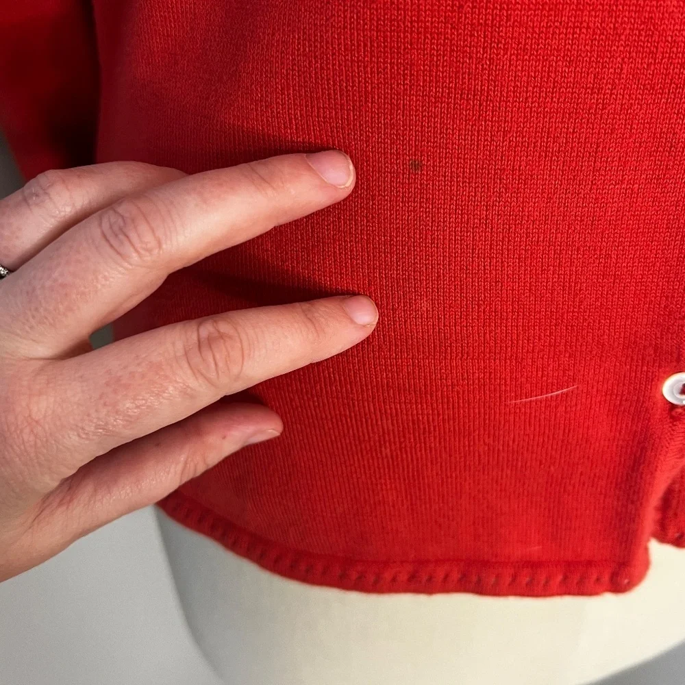 Loro Piana Cotton Button Front Cardigan Red Size 46